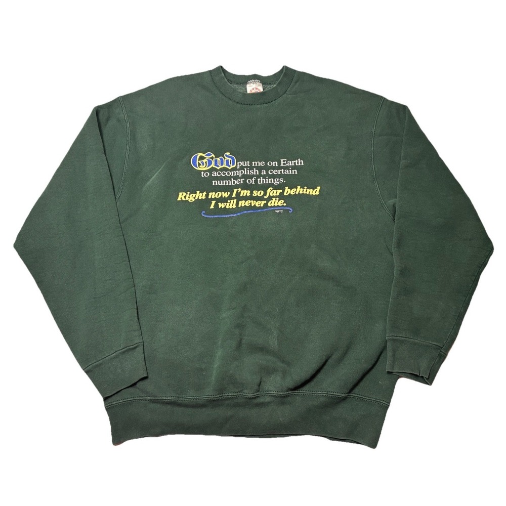 Vintage 90s God Quote Sweatshirt XL Made‎ USA Christian Humor Faith Crewneck